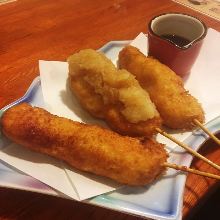 Assorted fried cutlet skewers