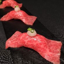 Seared Wagyu beef nigiri sushi