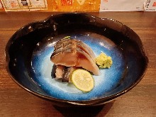 Japanese pickled mackerel sashimi