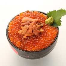 Sea urchin and salmon roe rice bowl