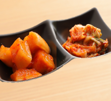 Kimchi of Chinese cabbage and cubed daikon radish