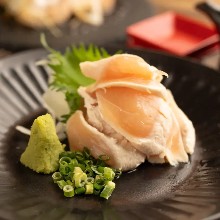 Slightly boiled chicken tenderloin with wasabi