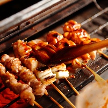 Grilled chicken thigh skewer