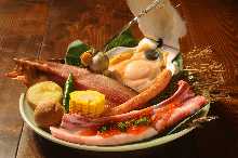 Seafood and meat platter