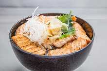 Seared salmon rice bowl