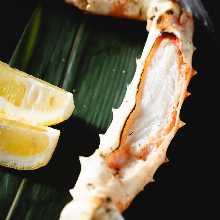 Grilled red king crab leg