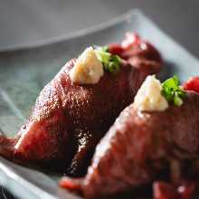 Seared Wagyu beef nigiri sushi