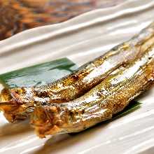 Charcoal grilled shishamo smelt