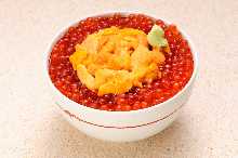 Sea urchin and salmon roe rice bowl (Reservation required 2 days in advance)
