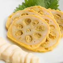 Mustard-stuffed lotus roots