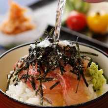 Mentaiko chazuke (marinated cod roe and rice with tea)