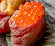 Meat Sushi with Salmon Roe