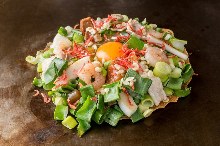 Green onion mixed okonomiyaki