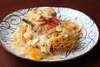 Fried Buckwheat Noodles, Tofu Skin, and Plenty of Vegetables with Thick, Starchy Sauce Fried Buckwheat Noodles, Tofu Skin, and Plenty of Vegetables with Thick, Starchy Sauce