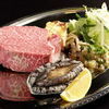 A special dinner course of abalone and Kuroge Wagyu beef