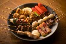 Assorted grilled skewers
