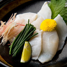 Chopped pufferfish sashimi