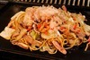 Fried noodles or udon noodles with squid and pork