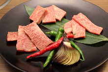 Platter of three beef dishes