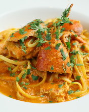 Tomato cream sauce pasta with shrimp