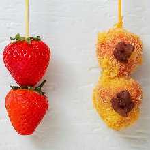 Fried  skewers with strawberry