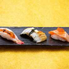 Assorted nigiri sushi, 3 kinds