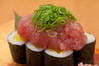 Negi toro (minced tuna with green onions) sushi rolls
