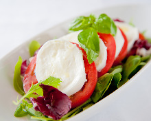 Fruit tomatoes and mozzarella cheese