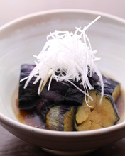 Deep-fried eggplant in broth