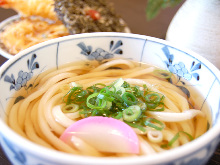 Wheat noodles with a topping