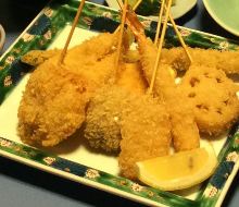 Assorted fried skewers