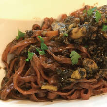 Pasta with squid ink sauce