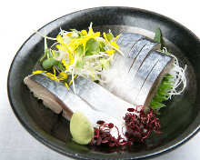 Japanese pickled mackerel sashimi