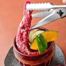 Tsuboduke harami yaki (marinated and grilled skirt steak)