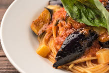 Pasta with eggplant tomato sauce