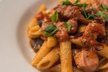 Pasta with garlic, tomato, and chili pepper