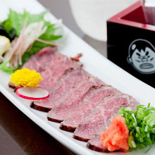 Seared edible raw beef