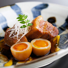 Simmered pork belly with soft simmered egg