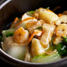 Yakisoba noodles with seafood ankake sauce