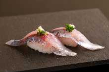 Horse mackerel nigiri sushi