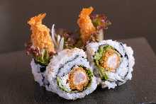 Deep-fried shrimp sushi rolls