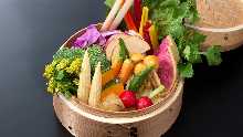 Bagna cauda in a steamer basket