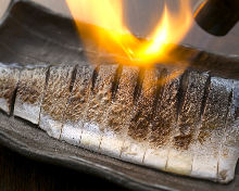 Japanese pickled mackerel sashimi