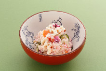 Shibazuke (vegetables pickled in red shiso) potato salad