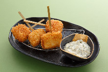 Assorted fried skewers