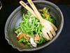 Caesar's salad with steamed chicken and fresh vegetables