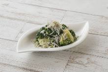 Anchovy broccoli with shirasu