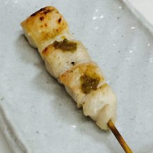 Chicken tenderloin skewer with wasabi