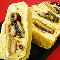 Wrapped omelet with eel