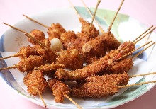 Assorted fried skewers